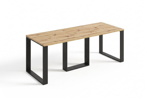 Ausziehbarer Esstisch Borys 130-210 x 80 cm für 4 6 8 Personen, Eiche Artisan, Kufengestell Schwarz, Bild 3