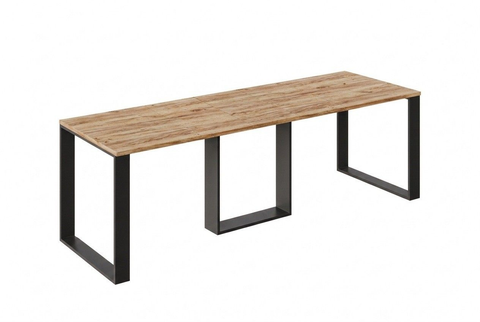 Ausziehbarer Esstisch Borys 130-250 x 80 cm für 4 6 8 10 Personen, Eiche Craft Gold, Kufengestell Schwarz, Bild 3
