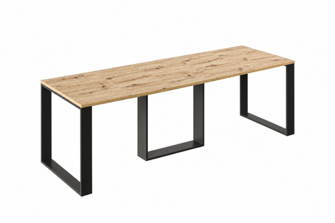 Ausziehbarer Esstisch Borys Max 130-250 x 85 cm für 4 6 8 10 Personen, Eiche Artisan, Kufengestell Schwarz, Bild 3