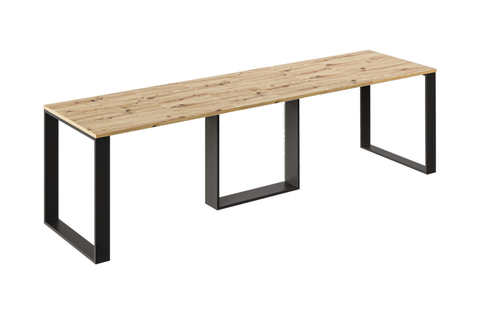 Ausziehbarer Esstisch Borys 130-290 x 80 cm für 4 6 8 10 12 Personen, Eiche Artisan, Kufengestell Schwarz, Bild 3
