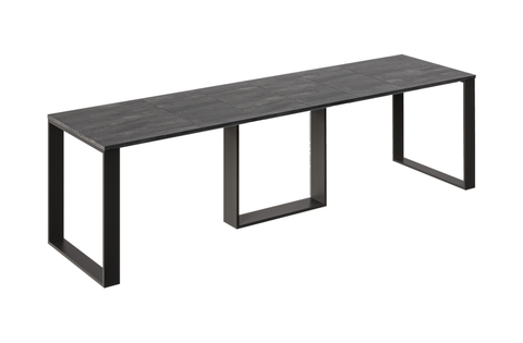 Ausziehbarer Esstisch Borys 130-290 x 80 cm für 4 6 8 10 12 Personen, Beton Dunkel, Kufengestell Schwarz, Bild 3