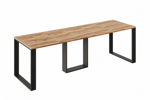 Ausziehbarer Esstisch Borys 130-290 x 80 cm für 4 6 8 10 12 Personen, Eiche Craft Gold, Kufengestell Schwarz, Bild 3