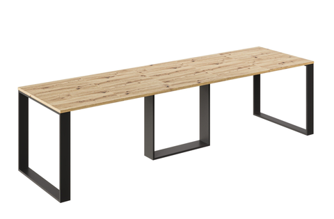 Ausziehbarer Esstisch Borys Bis 130-310 x 90 cm für 4 6 8 10 12 Personen, Eiche Artisan, Kufengestell Schwarz, Bild 3