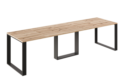 Ausziehbarer Esstisch Borys Bis 130-310 x 90 cm für 4 6 8 10 12 Personen, Eiche Evoke, Kufengestell Schwarz, Bild 3