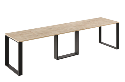 Ausziehbarer Esstisch Borys 130-330 x 80 cm für 4 6 8 10 12 14 Personen, Eiche Cremona, Kufengestell Schwarz, Bild 3