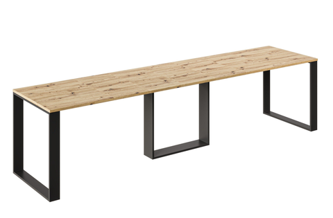 Ausziehbarer Esstisch Borys 130-330 x 80 cm für 4 6 8 10 12 14 Personen, Eiche Artisan, Kufengestell Schwarz, Bild 3