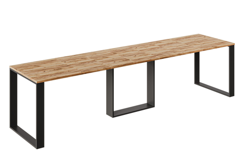 Ausziehbarer Esstisch Borys 130-330 x 80 cm für 4 6 8 10 12 14 Personen, Eiche Craft Gold, Kufengestell Schwarz, Bild 3