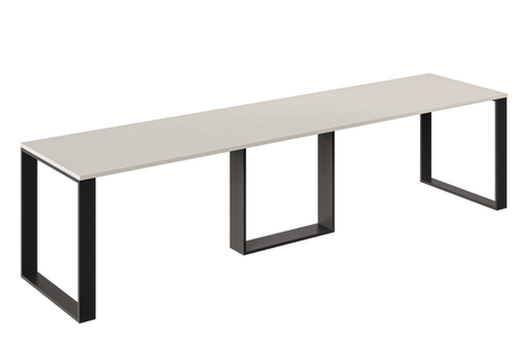 Ausziehbarer Esstisch Borys 130-330 x 80 cm für 4 6 8 10 12 14 Personen, Kaschmir, Kufengestell Schwarz, Bild 3