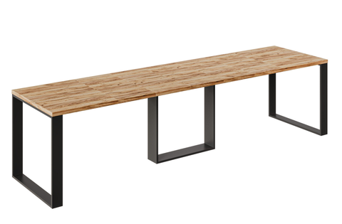 Ausziehbarer Esstisch Borys Max 130-330 x 85 cm für 4 6 8 10 12 14 Personen, Eiche Craft Gold, Kufengestell Schwarz, Bild 3
