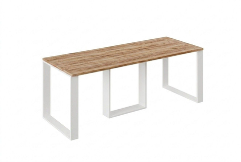 Ausziehbarer Esstisch Borys 130-210 x 80 cm für 4 6 8 Personen, Eiche Craft Gold, Kufengestell Weiß matt, Bild 3