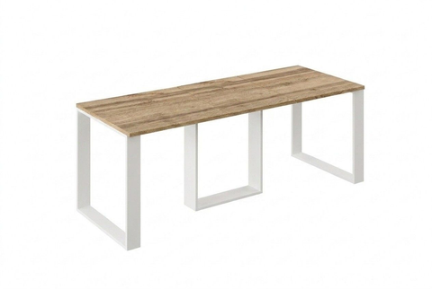 Ausziehbarer Esstisch Borys 130-210 x 80 cm für 4 6 8 Personen, Eiche Wotan, Kufengestell Weiß matt, Bild 3