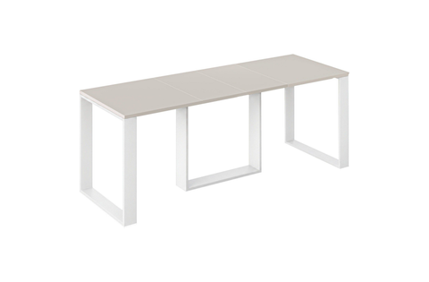 Ausziehbarer Esstisch Borys 130-210 x 80 cm für 4 6 8 Personen, Kaschmir, Kufengestell Weiß matt, Bild 3