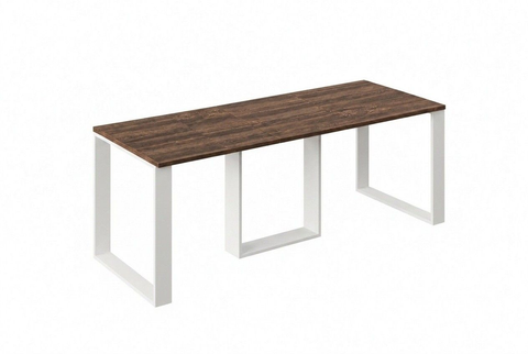 Ausziehbarer Esstisch Borys 130-210 x 80 cm für 4 6 8 Personen, Eiche Stirling, Kufengestell Weiß matt, Bild 3