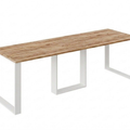 Ausziehbarer Esstisch Borys Max 130-250 x 85 cm für 4 6 8 10 Personen, Eiche Craft Gold, Kufengestell Weiß matt, Bild 3