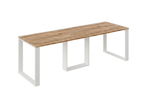 Ausziehbarer Esstisch Borys Max 130-250 x 85 cm für 4 6 8 10 Personen, Eiche Craft Gold, Kufengestell Weiß matt, Bild 3
