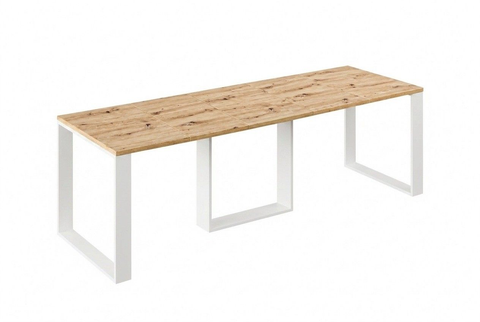 Ausziehbarer Esstisch Borys Max 130-250 x 85 cm für 4 6 8 10 Personen, Eiche Artisan, Kufengestell Weiß matt, Bild 3