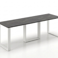 Ausziehbarer Esstisch Borys 130-250 x 80 cm für 4 6 8 10 Personen, Beton Dunkel, Kufengestell Weiß matt, Bild 3