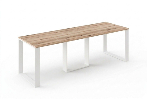 Ausziehbarer Esstisch Borys 130-250 x 80 cm für 4 6 8 10 Personen, Eiche Evoke, Kufengestell Weiß matt, Bild 3