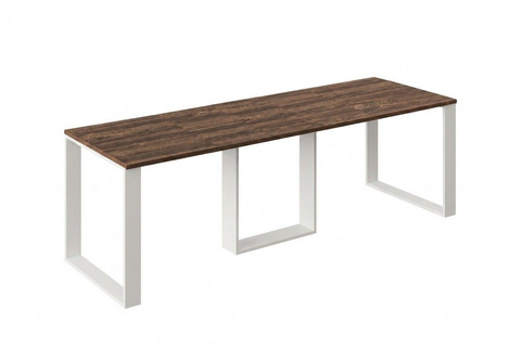Ausziehbarer Esstisch Borys 130-250 x 80 cm für 4 6 8 10 Personen, Eiche Stirling, Kufengestell Weiß matt, Bild 3