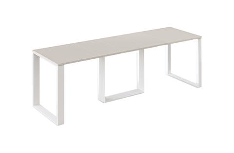 Ausziehbarer Esstisch Borys 130-250 x 80 cm für 4 6 8 10 Personen, Kaschmir, Kufengestell Weiß matt, Bild 3