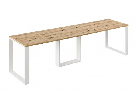 Ausziehbarer Esstisch Borys 130-290 x 80 cm für 4 6 8 10 12 Personen, Eiche Artisan, Kufengestell Weiß matt, Bild 3