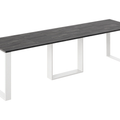 Ausziehbarer Esstisch Borys 130-290 x 80 cm für 4 6 8 10 12 Personen, Beton Dunkel, Kufengestell Weiß matt, Bild 3