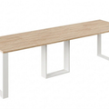 Ausziehbarer Esstisch Borys 130-290 x 80 cm für 4 6 8 10 12 Personen, Eiche Cremona, Kufengestell Weiß matt, Bild 3
