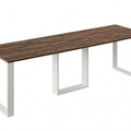 Ausziehbarer Esstisch Borys 130-290 x 80 cm für 4 6 8 10 12 Personen, Eiche Stirling, Kufengestell Weiß matt, Bild 3