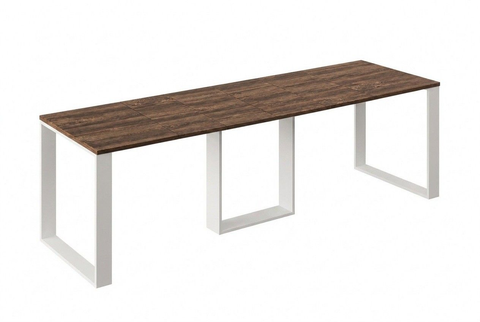 Ausziehbarer Esstisch Borys 130-290 x 80 cm für 4 6 8 10 12 Personen, Eiche Stirling, Kufengestell Weiß matt, Bild 3
