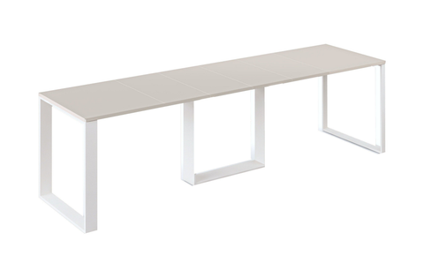 Ausziehbarer Esstisch Borys 130-290 x 80 cm für 4 6 8 10 12 Personen, Kaschmir, Kufengestell Weiß matt, Bild 3