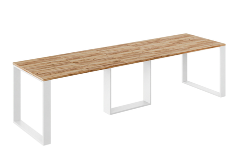 Ausziehbarer Esstisch Borys Bis 130-310 x 90 cm für 4 6 8 10 12 Personen, Eiche Craft Gold, Kufengestell Weiß matt, Bild 3