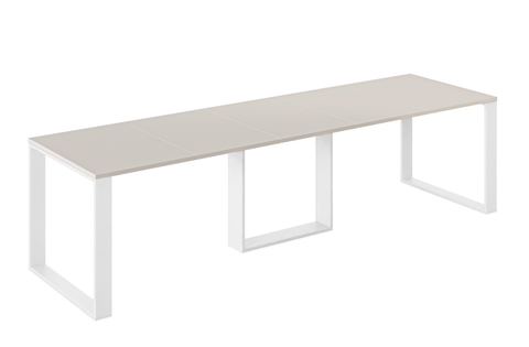 Ausziehbarer Esstisch Borys Bis 130-310 x 90 cm für 4 6 8 10 12 Personen, Kaschmir, Kufengestell Weiß matt, Bild 3