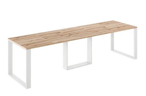 Ausziehbarer Esstisch Borys Bis 130-310 x 90 cm für 4 6 8 10 12 Personen, Eiche Evoke, Kufengestell Weiß matt, Bild 3