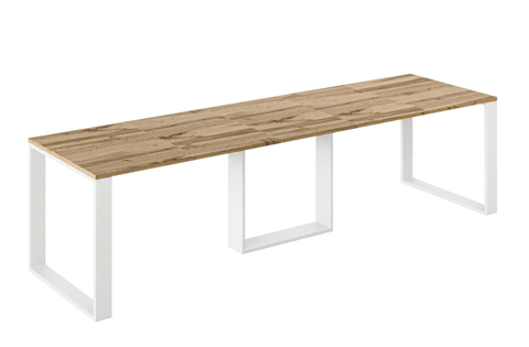 Ausziehbarer Esstisch Borys Bis 130-310 x 90 cm für 4 6 8 10 12 Personen, Eiche Wotan, Kufengestell Weiß matt, Bild 3