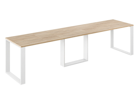 Ausziehbarer Esstisch Borys 130-330 x 80 cm für 4 6 8 10 12 14 Personen, Eiche Cremona, Kufengestell Weiß matt, Bild 3