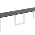 Ausziehbarer Esstisch Borys 130-330 x 80 cm für 4 6 8 10 12 14 Personen, Beton Dunkel, Kufengestell Weiß matt, Bild 3