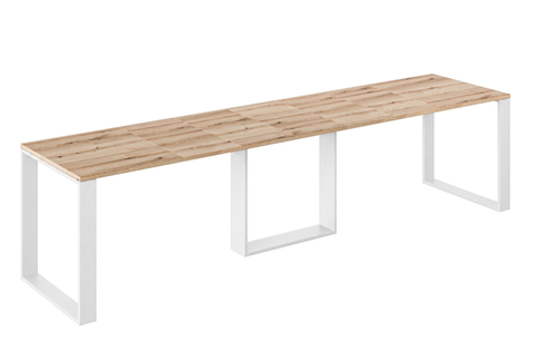 Ausziehbarer Esstisch Borys 130-330 x 80 cm für 4 6 8 10 12 14 Personen, Eiche Evoke, Kufengestell Weiß matt, Bild 3