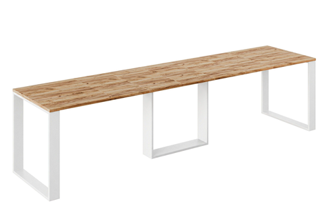 Ausziehbarer Esstisch Borys Max 130-330 x 85 cm für 4 6 8 10 12 14 Personen, Eiche Craft Gold, Kufengestell Weiß matt, Bild 3