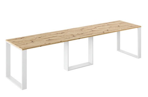 Ausziehbarer Esstisch Borys 130-330 x 80 cm für 4 6 8 10 12 14 Personen, Eiche Artisan, Kufengestell Weiß matt, Bild 3