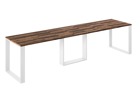 Ausziehbarer Esstisch Borys Max 130-330 x 85 cm für 4 6 8 10 12 14 Personen, Eiche Monastery, Kufengestell Weiß matt, Bild 3