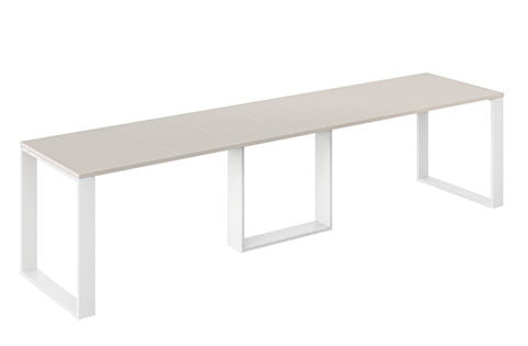 Ausziehbarer Esstisch Borys Max 130-330 x 85 cm für 4 6 8 10 12 14 Personen, Kaschmir, Kufengestell Weiß matt, Bild 3