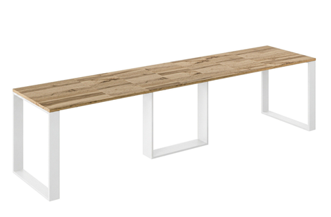 Ausziehbarer Esstisch Borys 130-330 x 80 cm für 4 6 8 10 12 14 Personen, Eiche Wotan, Kufengestell Weiß matt, Bild 3