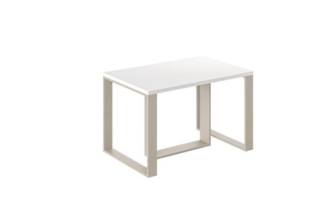 Ausziehbarer Esstisch Borys Max 130-250 x 85 cm für 4 6 8 10 Personen, Weiß Hochglanz, Kufengestell Kaschmir matt, Bild 4