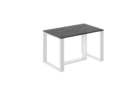 Ausziehbarer Esstisch Borys 130-250 x 80 cm für 4 6 8 10 Personen, Beton Dunkel, Kufengestell Weiß matt, Bild 4