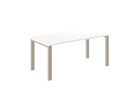 Ausziehbarer Esstisch Garant 80-170 x 80 cm für 2 4 6 Personen, Weiß Hochglanz, Metallgestell Kaschmir matt, Bild 3