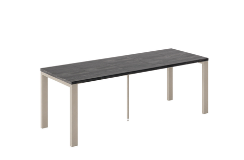 Ausziehbarer Esstisch Garant 80-215 x 80 cm für 2 4 6 8 Personen, Beton Dunkel, Metallgestell Kaschmir matt, Bild 3