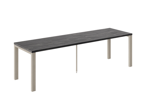 Ausziehbarer Esstisch Garant 130-265 x 80 cm für 4 6 8 10 Personen, Beton Dunkel, Metallgestell Kaschmir matt, Bild 3