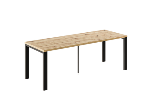 Ausziehbarer Esstisch Garant 80-215 x 80 cm für 2 4 6 8 Personen, Eiche Artisan, Metallgestell Schwarz, Bild 3