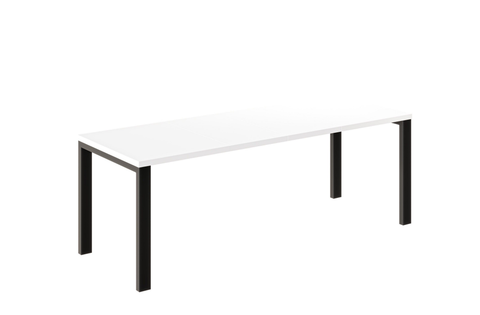 Ausziehbarer Esstisch Garant 130-220 x 80 cm für 4 6 8 Personen, Weiß Hochglanz, Metallgestell Schwarz, Bild 3