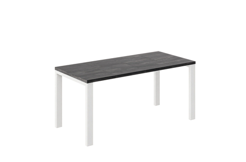 Ausziehbarer Esstisch Garant 80-170 x 80 cm für 2 4 6 Personen, Beton Dunkel, Metallgestell Weiß matt, Bild 3